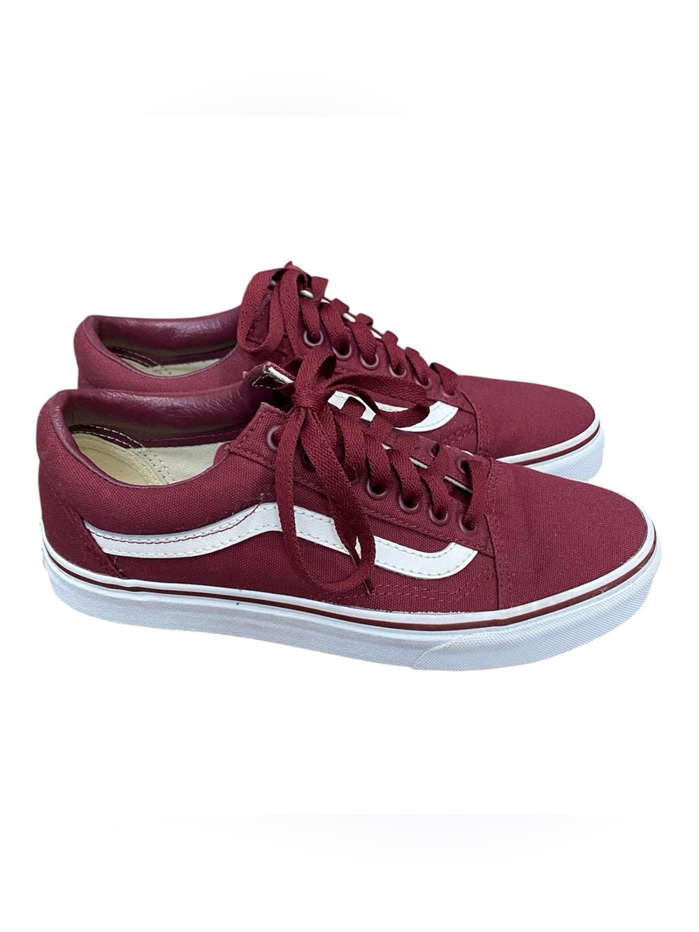 VANS Low Top Sneakers Womens Size 8 Maroon Canvas Lace Up Skater Punk NWOB